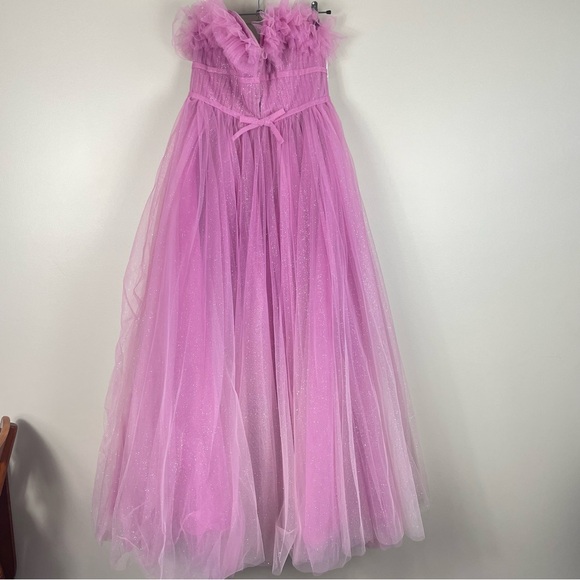 Mac Duggal Purple Strapless Glitter Tulle Gown Pink Womens 8 Prom Formal Dress - Picture 12 of 13